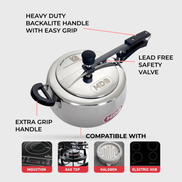 mdb triply stainless steel handi pressure cooker-7-min